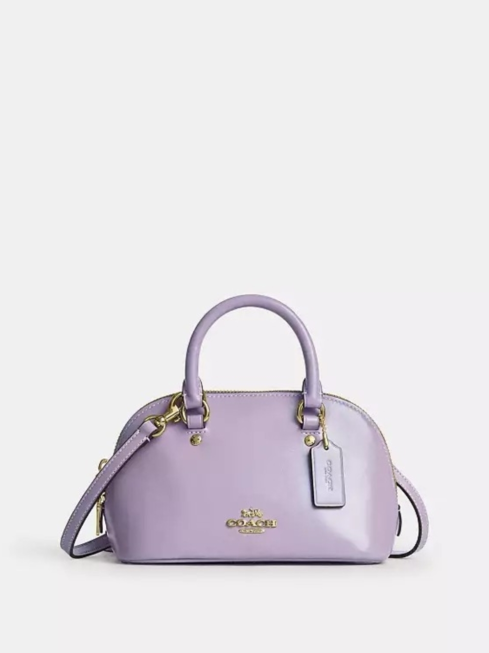 NWT! Coach Mini Lara Satchel In Gold/Lilac